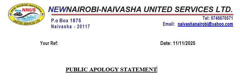 PUBLIC APOLOGY STATEMENT